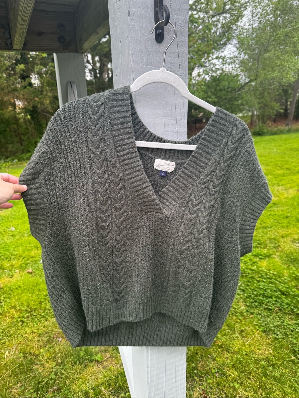 Universal Thread Olive Green Cable V-Neck Sweater Vest